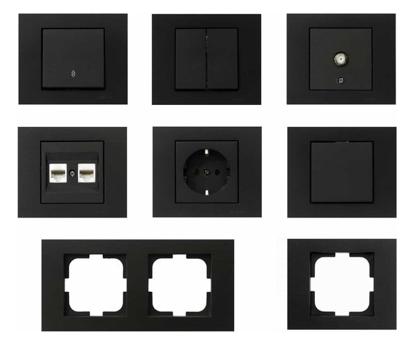 Wisselschakelaar - zwart - wisselschakelaar zwart - OVIVO- 1 knops