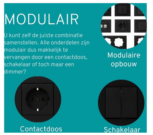 Wandcontactdoos met schakelaar - Inbouw schakelaar - Mat Zwart - OVIVO