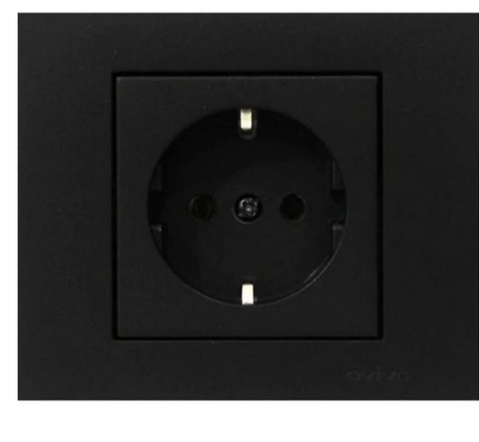 Stopcontact ZWART - Enkel - inbouw met aarde - OVIVO®